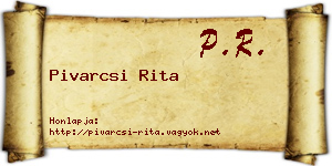 Pivarcsi Rita névjegykártya